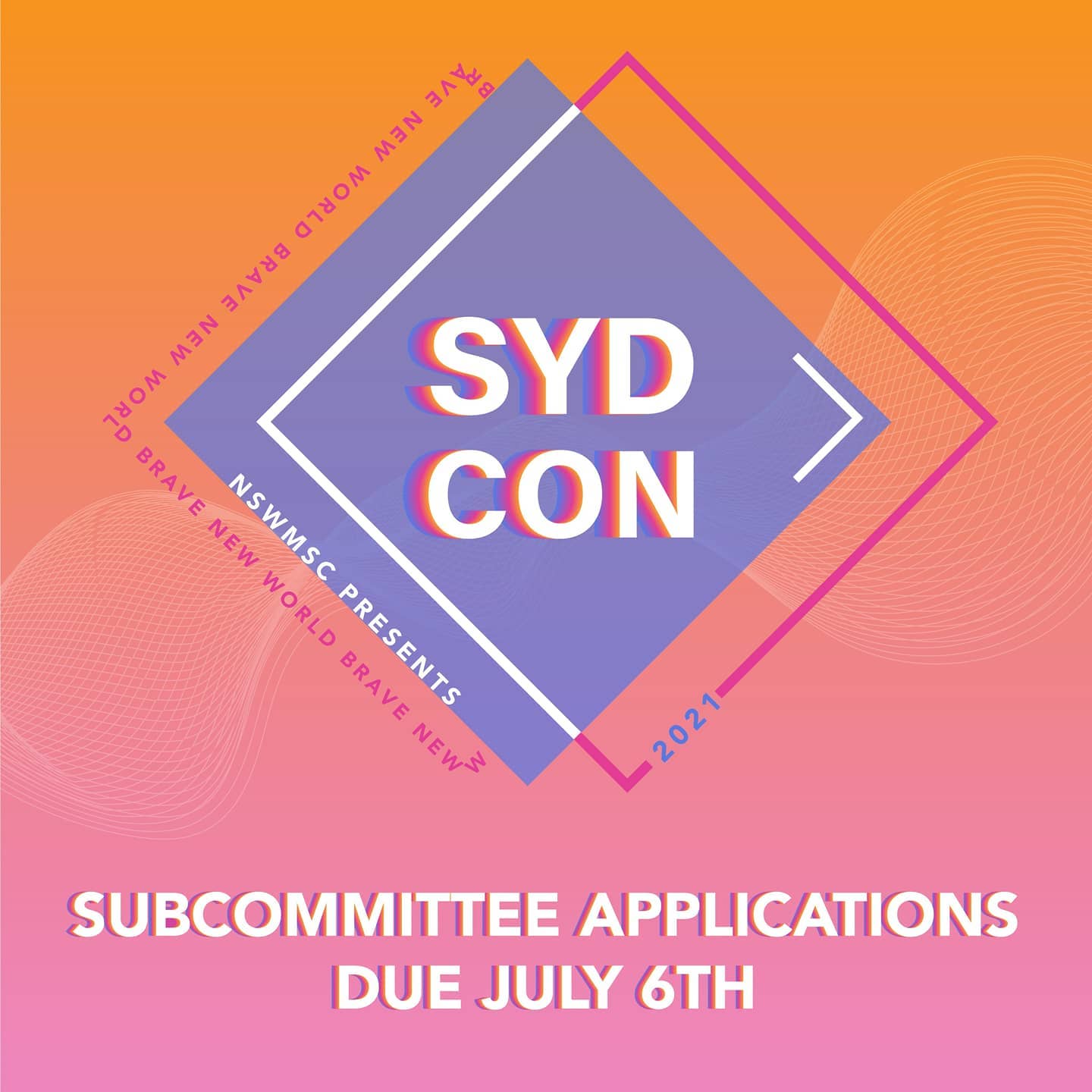 ✨SYDCON21 APPLICATIONS DUE JULY 6TH✨

The applications are flowing in - use that lockdown boredom to join our team for what's shaping up to be the event of the year😎

APPLY NOW: https://www.nswmsc.org.au/subcommittee-applications/ (link also in bio)

Positions available:
-Socials💃
-Academics📖 
-Creatives🎨
-Emergency Medical Challenge🚑

Join our journey to a #BraveNewWorld